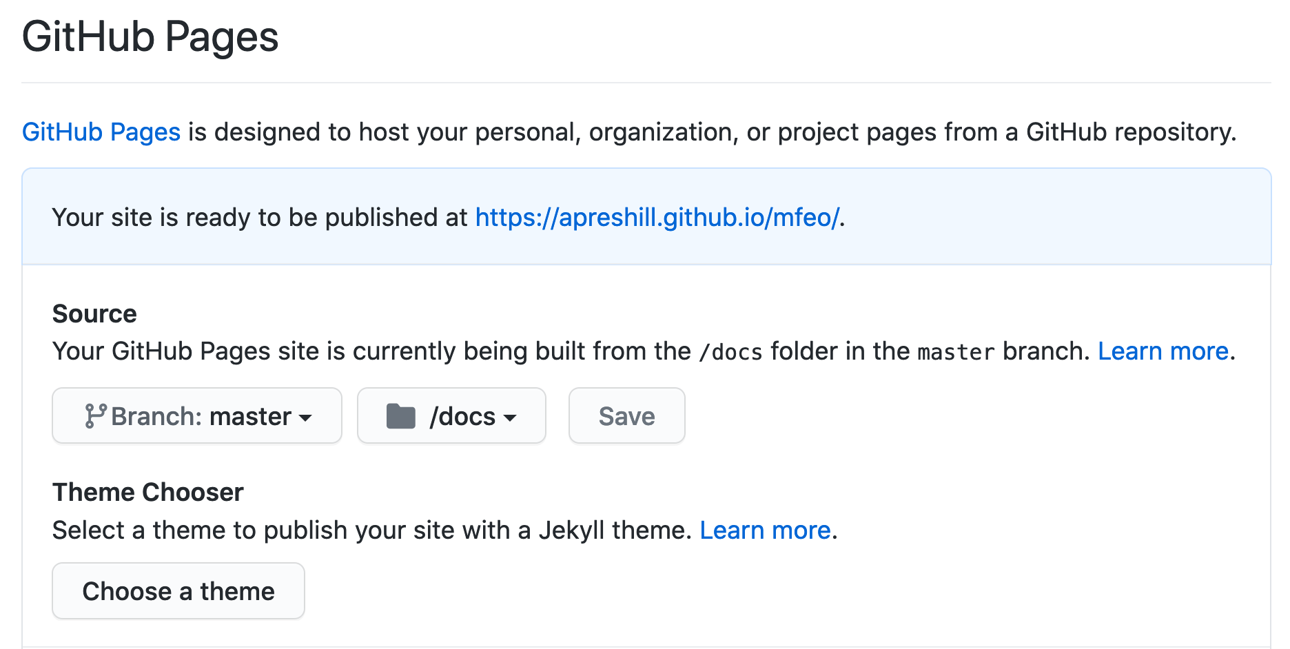 GitHub Pages settings for distill websites